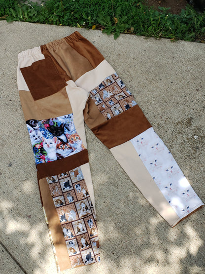 Small Cat Corduroy Patchwork Pants