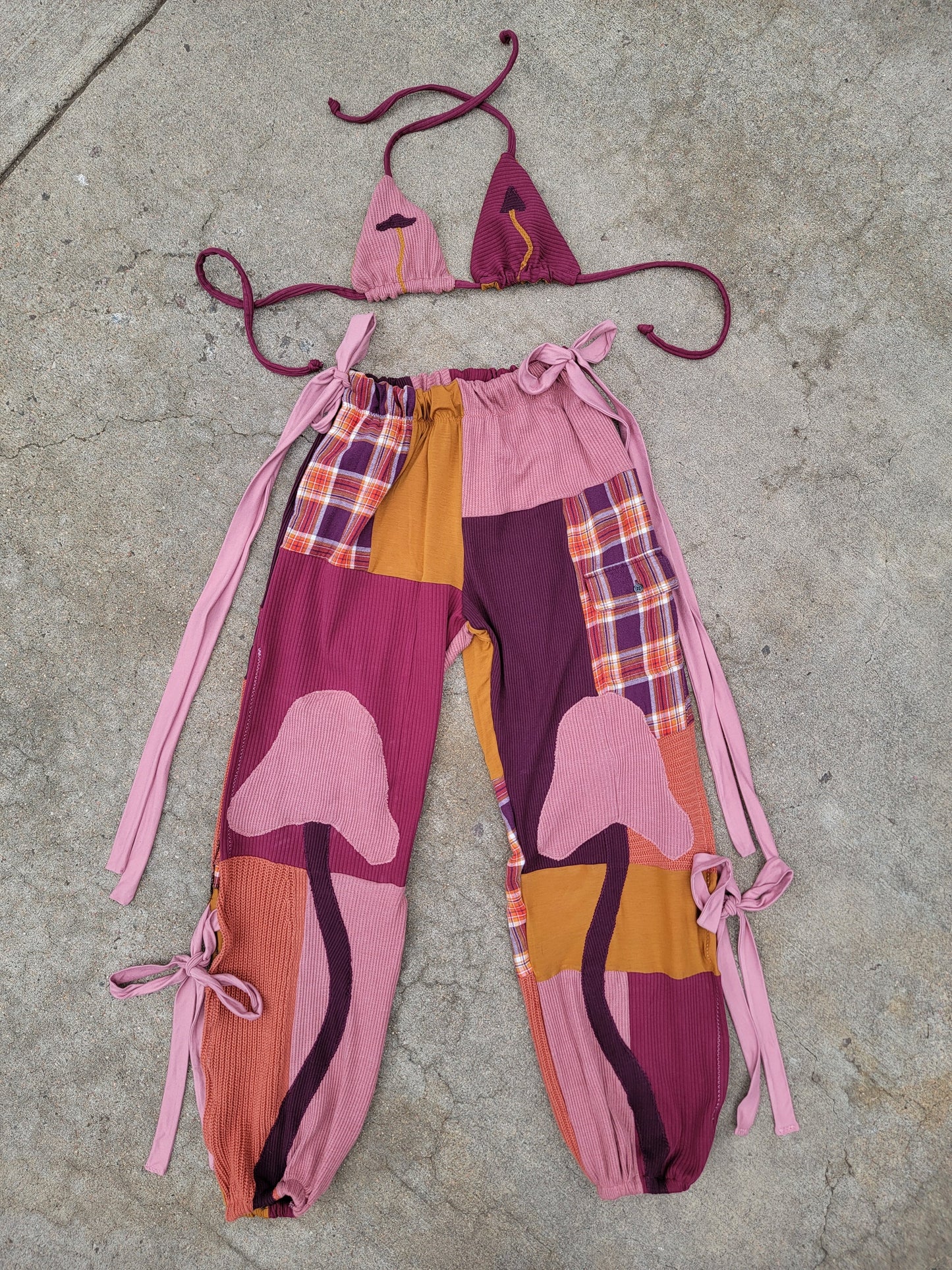 Bikini Top & Patchwork Side - Tie Pants - Nothing is as it Seams