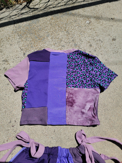 (L) Patchwork Crop Tee & Side-Tie Pants - Nothing is as it Seams