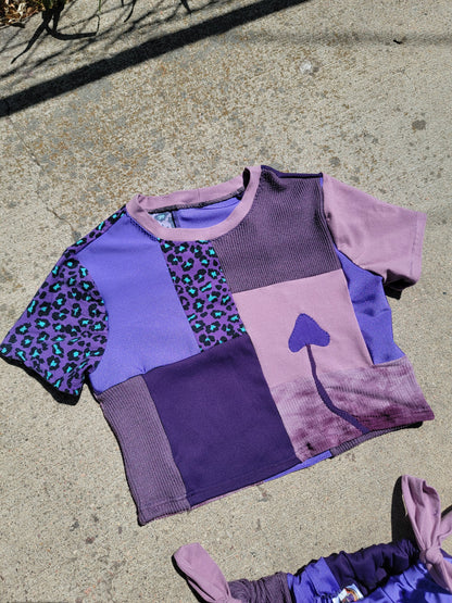 (L) Patchwork Crop Tee & Side-Tie Pants - Nothing is as it Seams