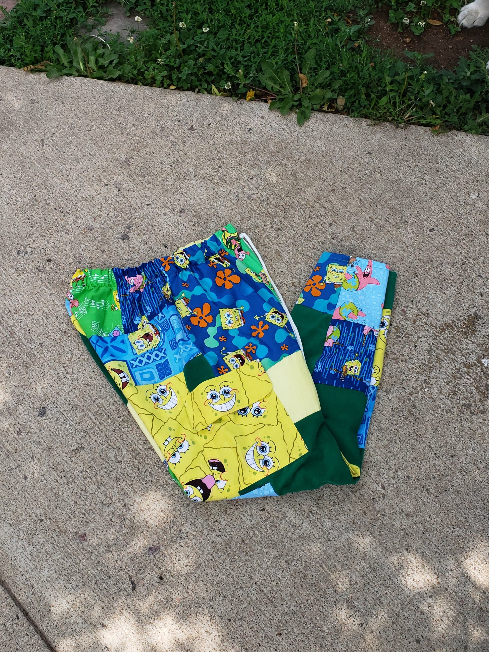 Medium Spongebob Patchwork Pants - Nothing is as it Seams