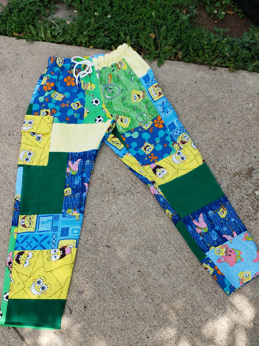 Medium Spongebob Patchwork Pants - Nothing is as it Seams