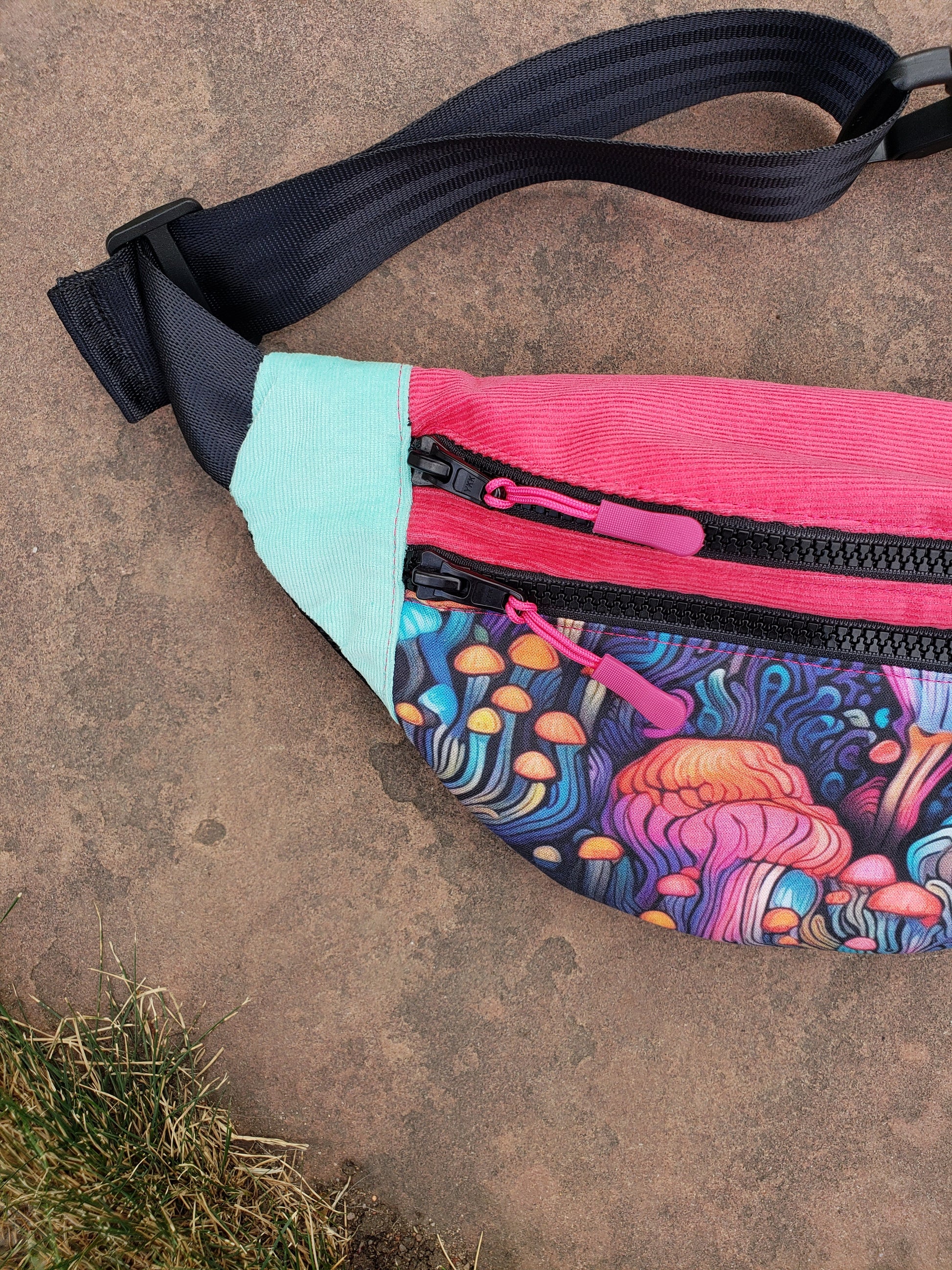 Pink&Teal Shroom Fanny Pack - Nothing is as it Seams