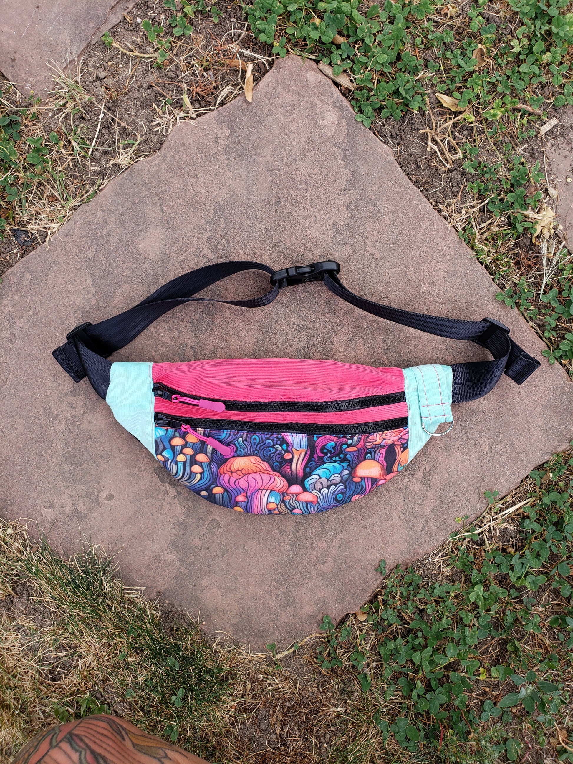 Pink&Teal Shroom Fanny Pack - Nothing is as it Seams