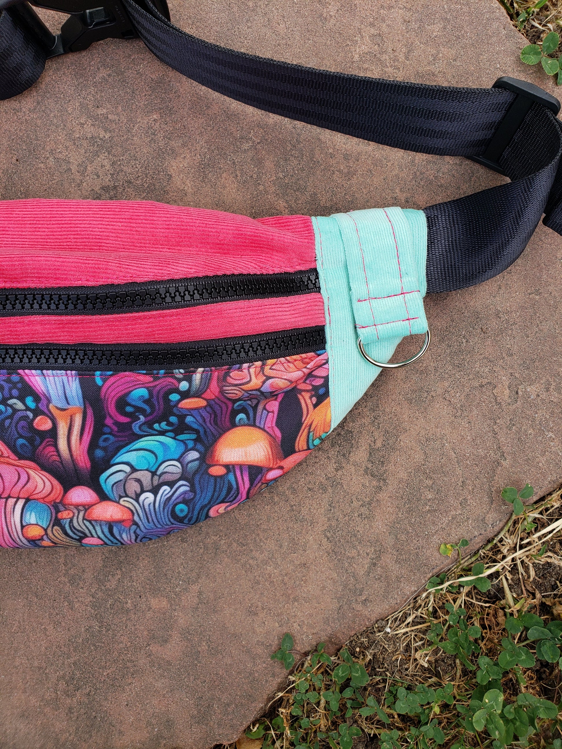 Pink&Teal Shroom Fanny Pack - Nothing is as it Seams