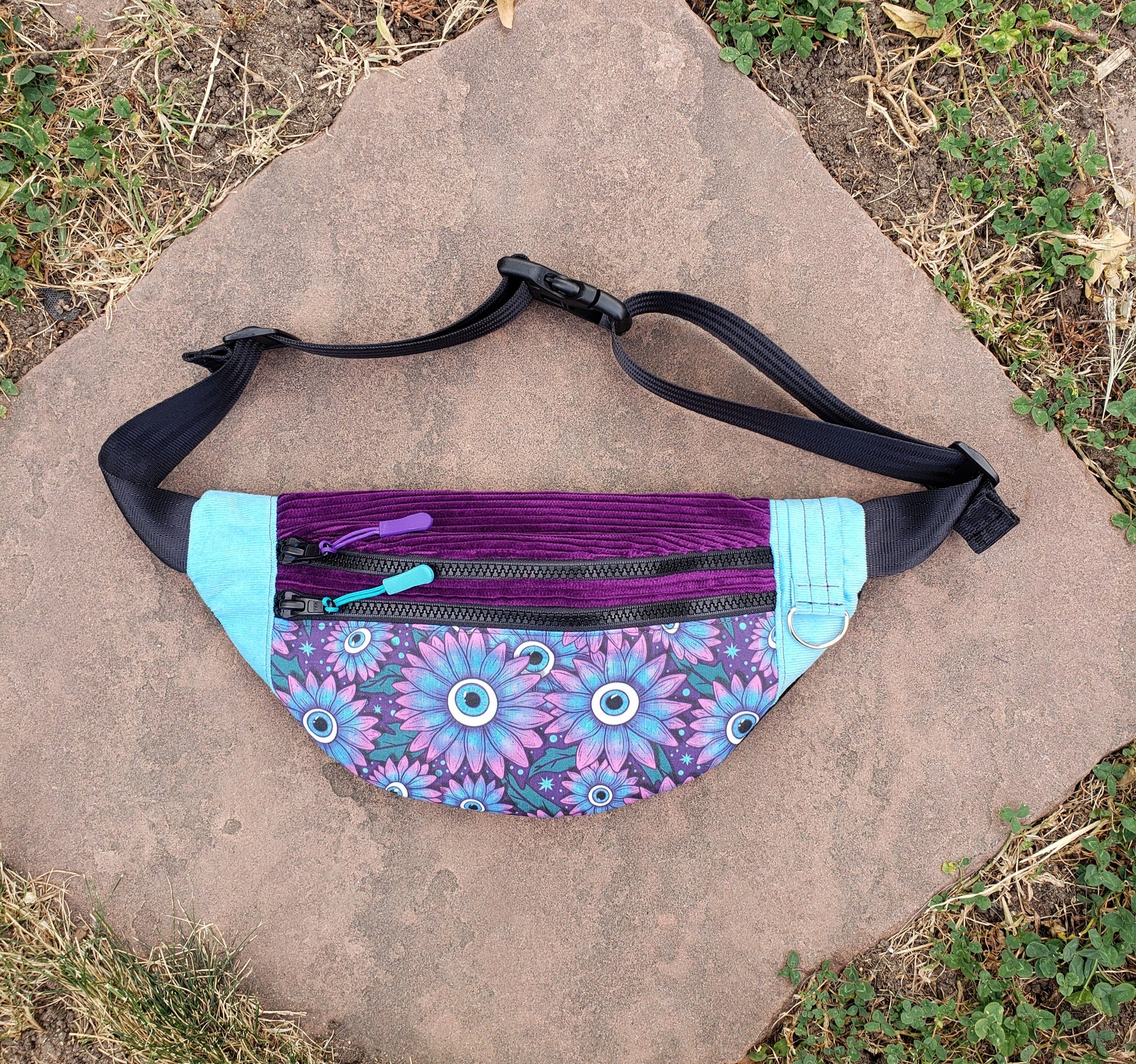 Purple Floral Eye Fanny Pack - Nothing is as it Seams