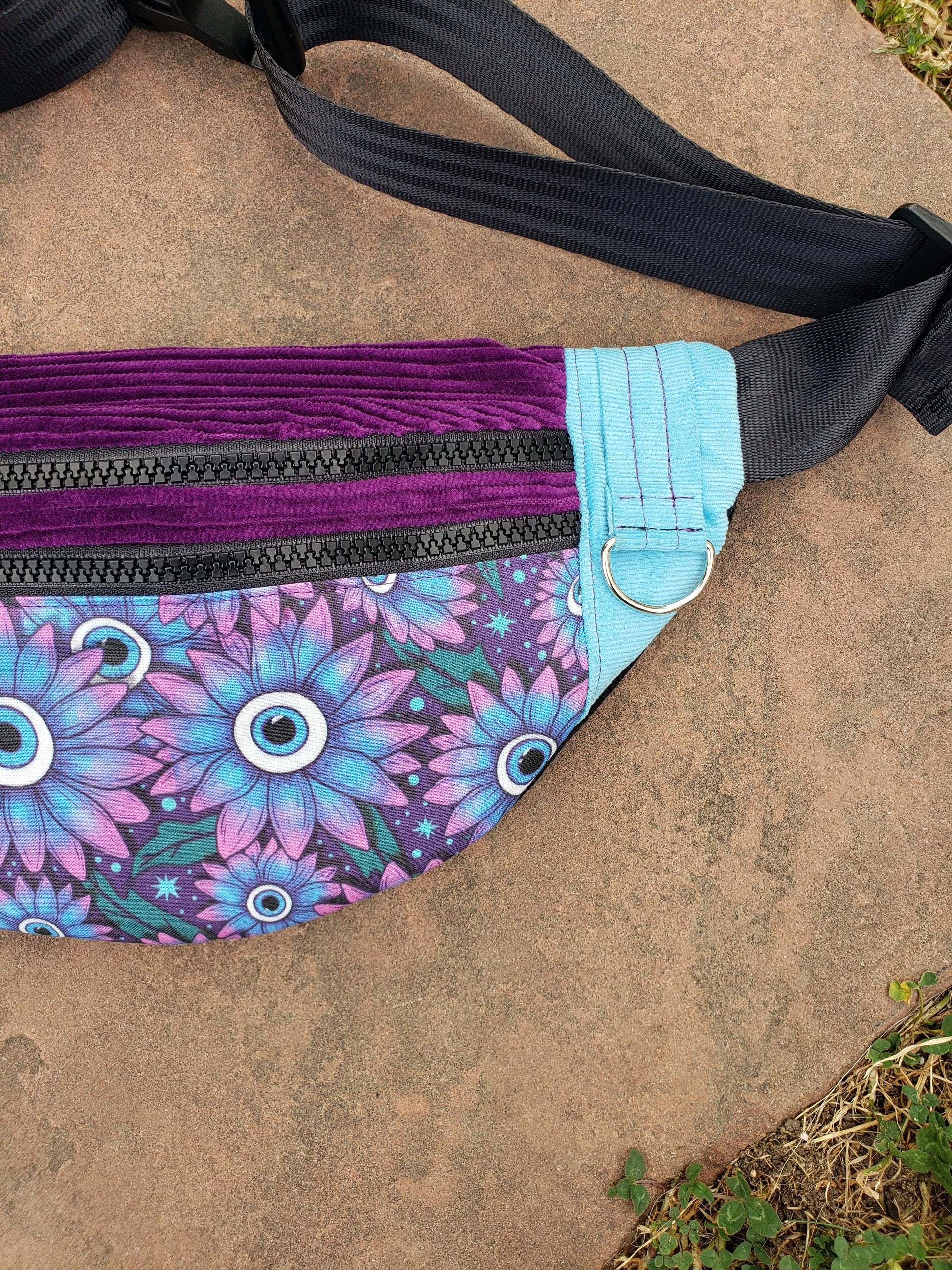 Purple Floral Eye Fanny Pack - Nothing is as it Seams