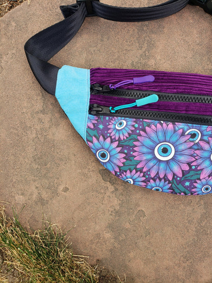 Purple Floral Eye Fanny Pack - Nothing is as it Seams