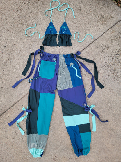 S/M Bikini Top & Patchwork Side-Tie Pants - Nothing is as it Seams
