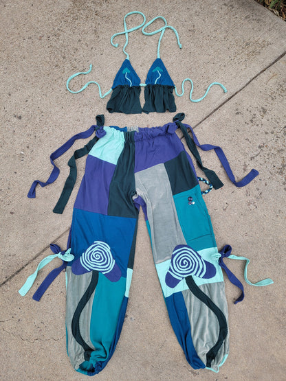 S/M Bikini Top & Patchwork Side-Tie Pants - Nothing is as it Seams