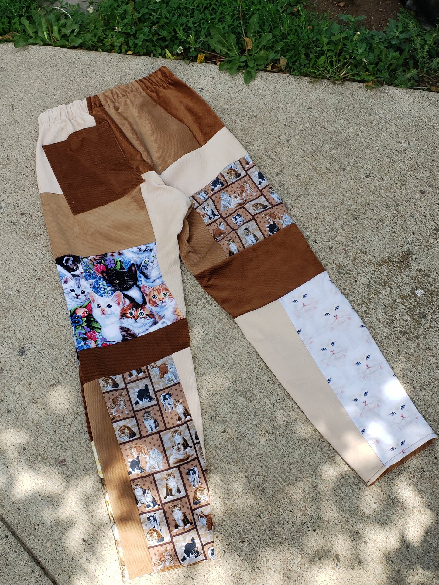 Small Cat Corduroy Patchwork Pants - Nothing is as it Seams