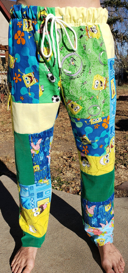 Medium Spongebob Patchwork Pants - Nothing is as it Seams