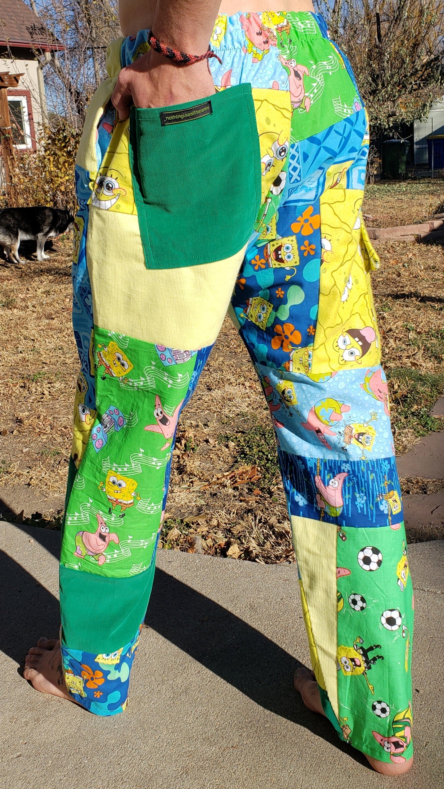 Medium Spongebob Patchwork Pants - Nothing is as it Seams