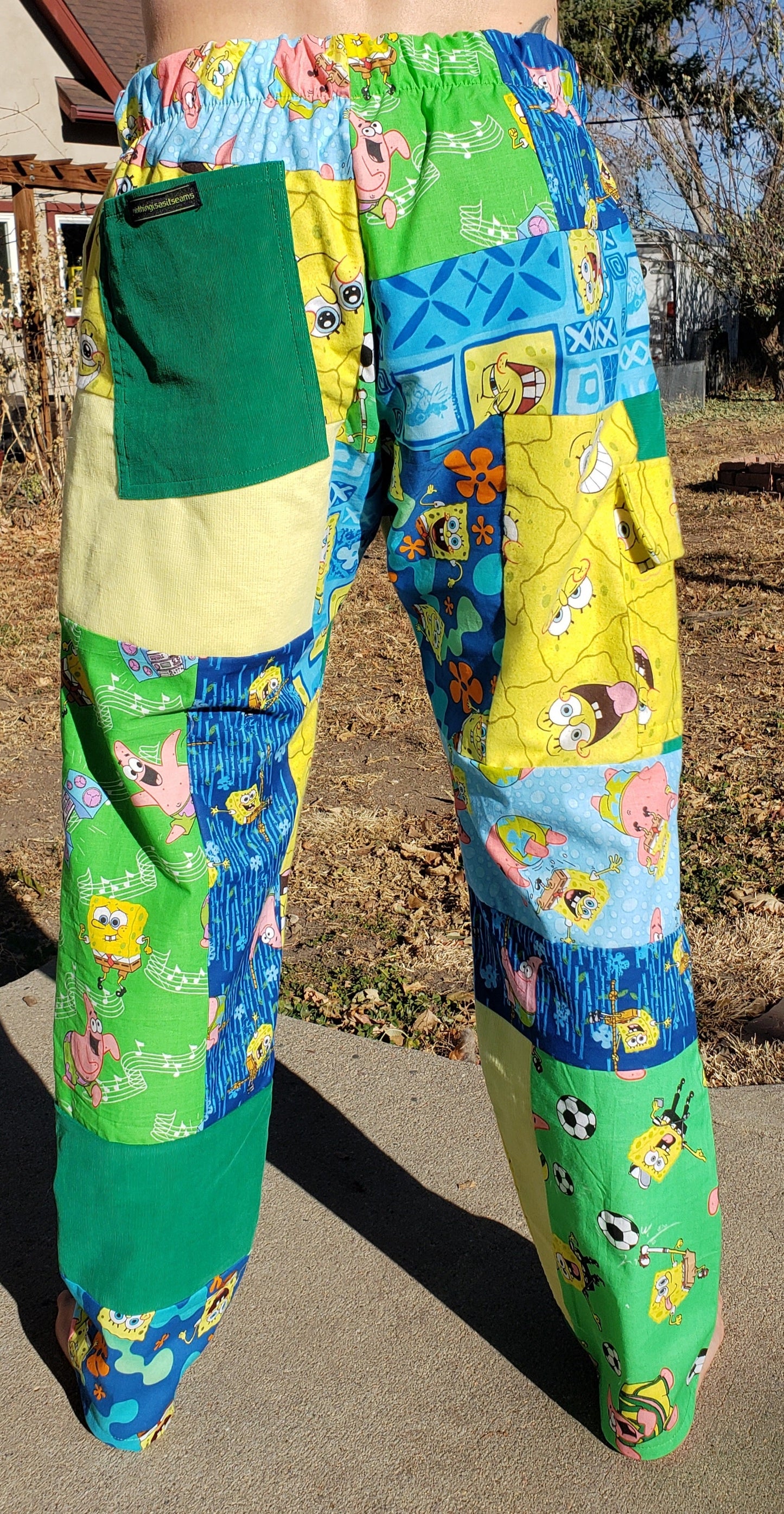 Medium Spongebob Patchwork Pants - Nothing is as it Seams